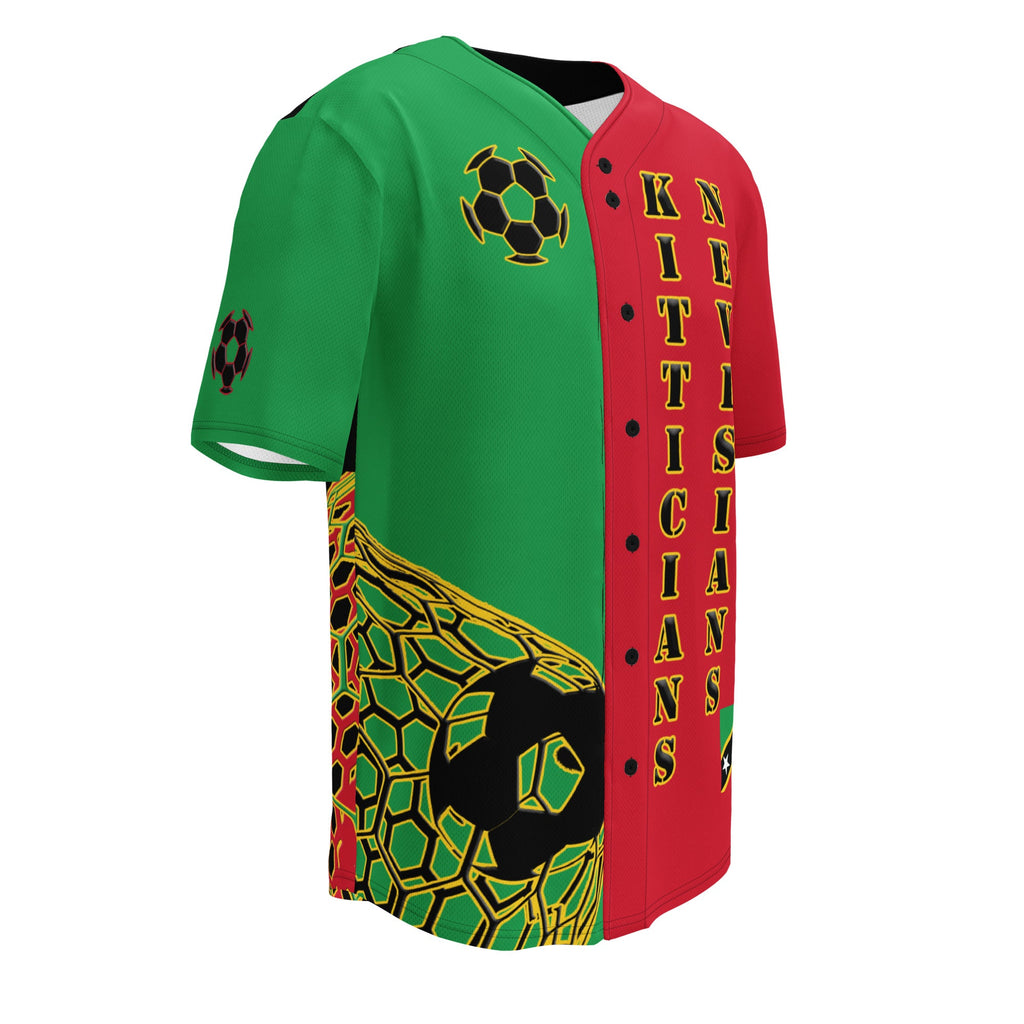 St Kitts & Nevis Football Themed Button-Down Sport Jersey - Conscious Apparel Store