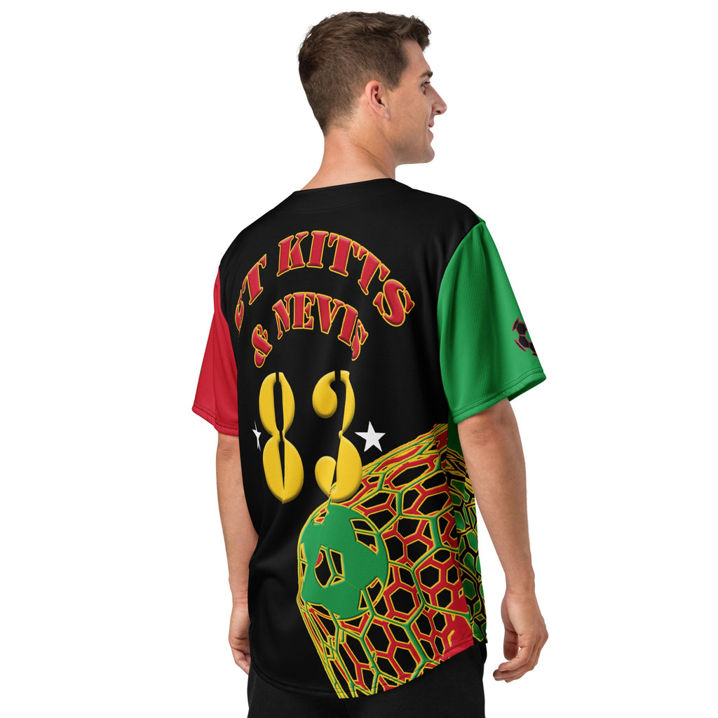 St Kitts & Nevis Football Themed Button-Down Sport Jersey - Conscious Apparel Store