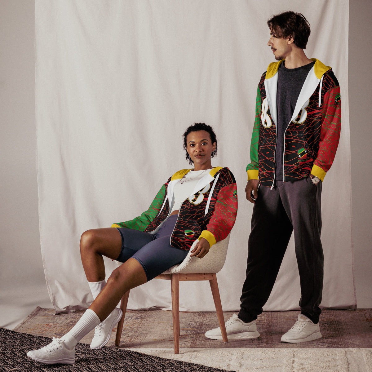 St Kitts & Nevis Football Unisex zip hoodie - Conscious Apparel Store