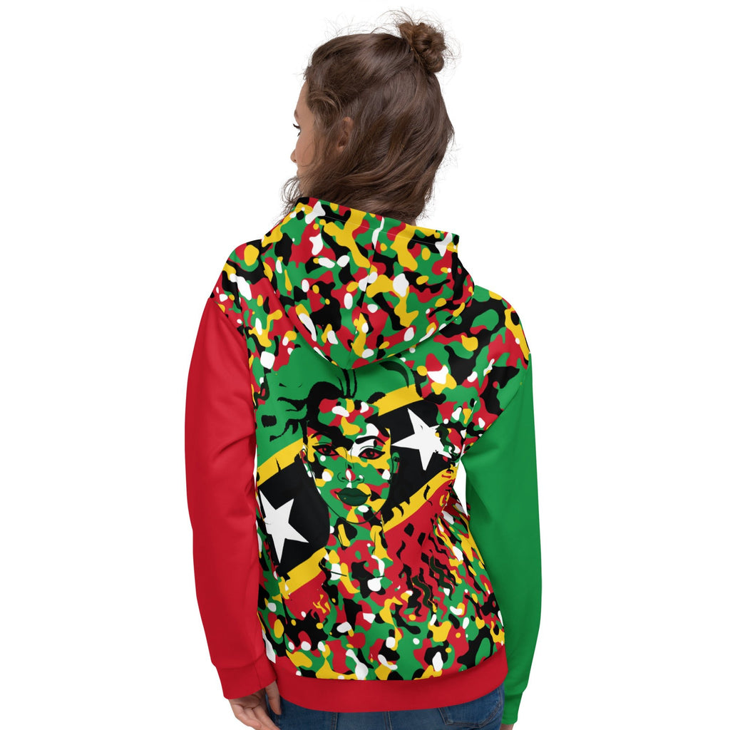 St Kitts & Nevis Girl Camo Unisex Pullover Hoodie - Conscious Apparel Store