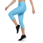 St Lucia Blue Capri Leggings - Conscious Apparel Store