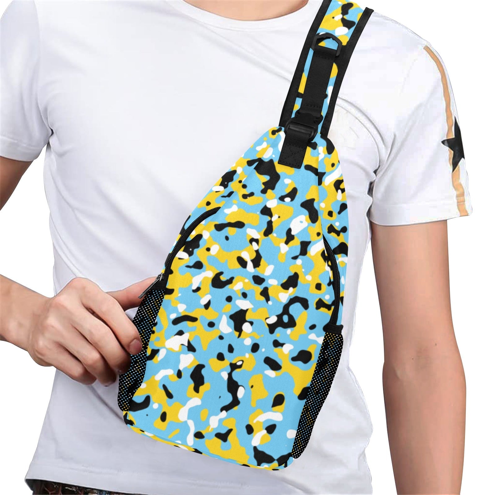 St Lucia Flag Camo Casual Chest Bag - Conscious Apparel Store