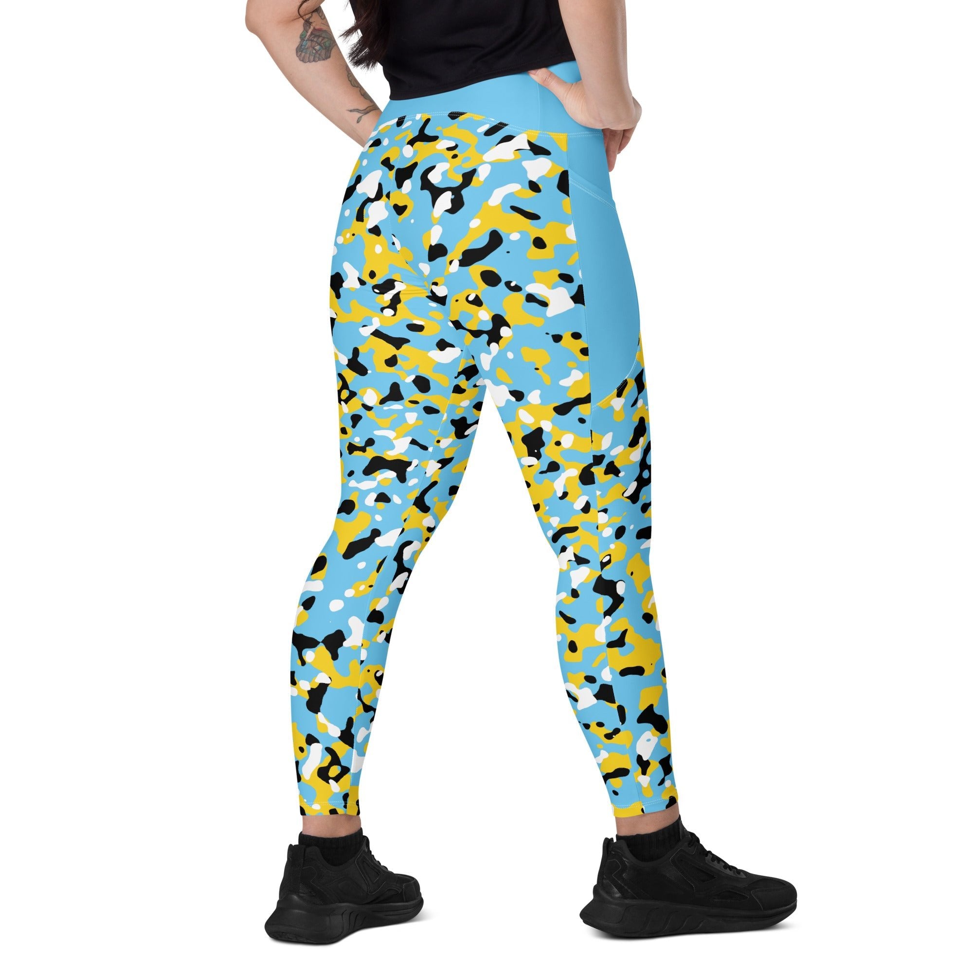 St Lucia Flag Camo Leggings with pockets - Conscious Apparel Store