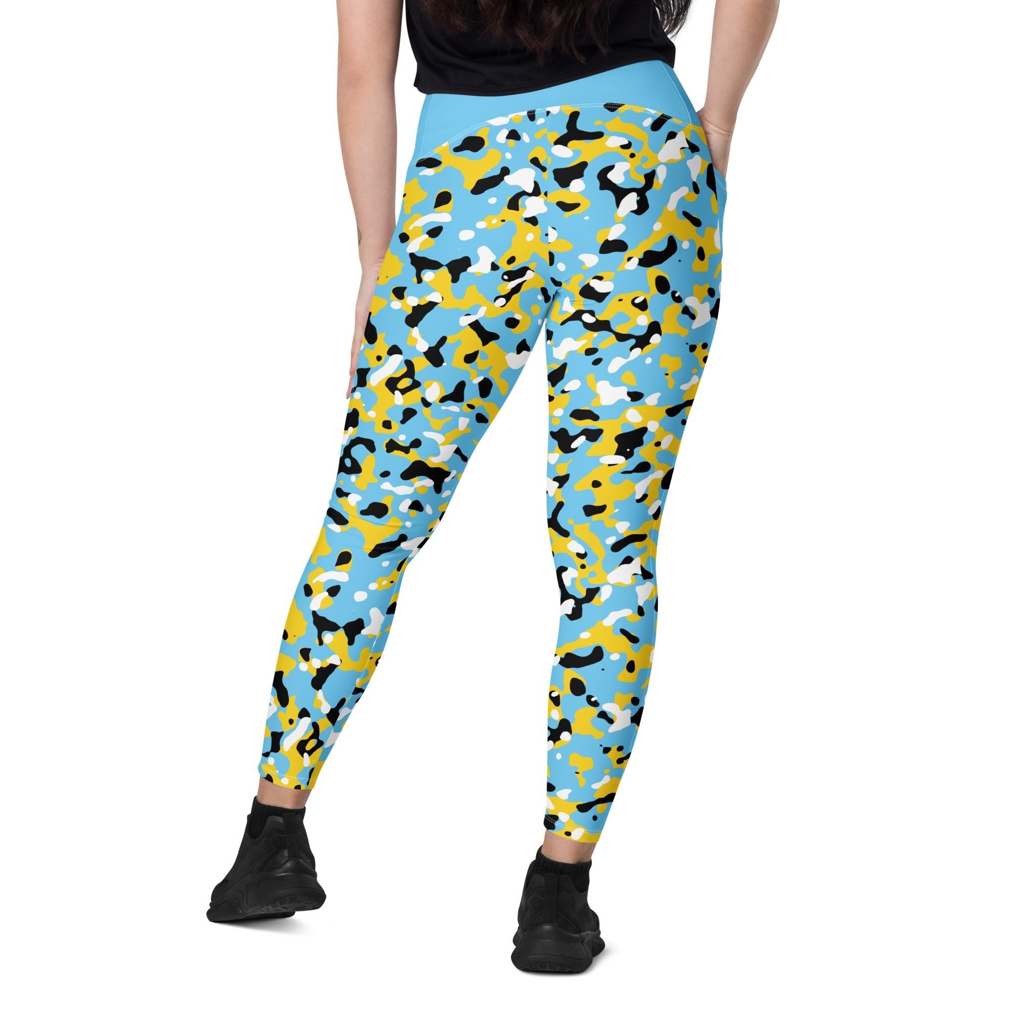 St Lucia Flag Camo Leggings with pockets - Conscious Apparel Store