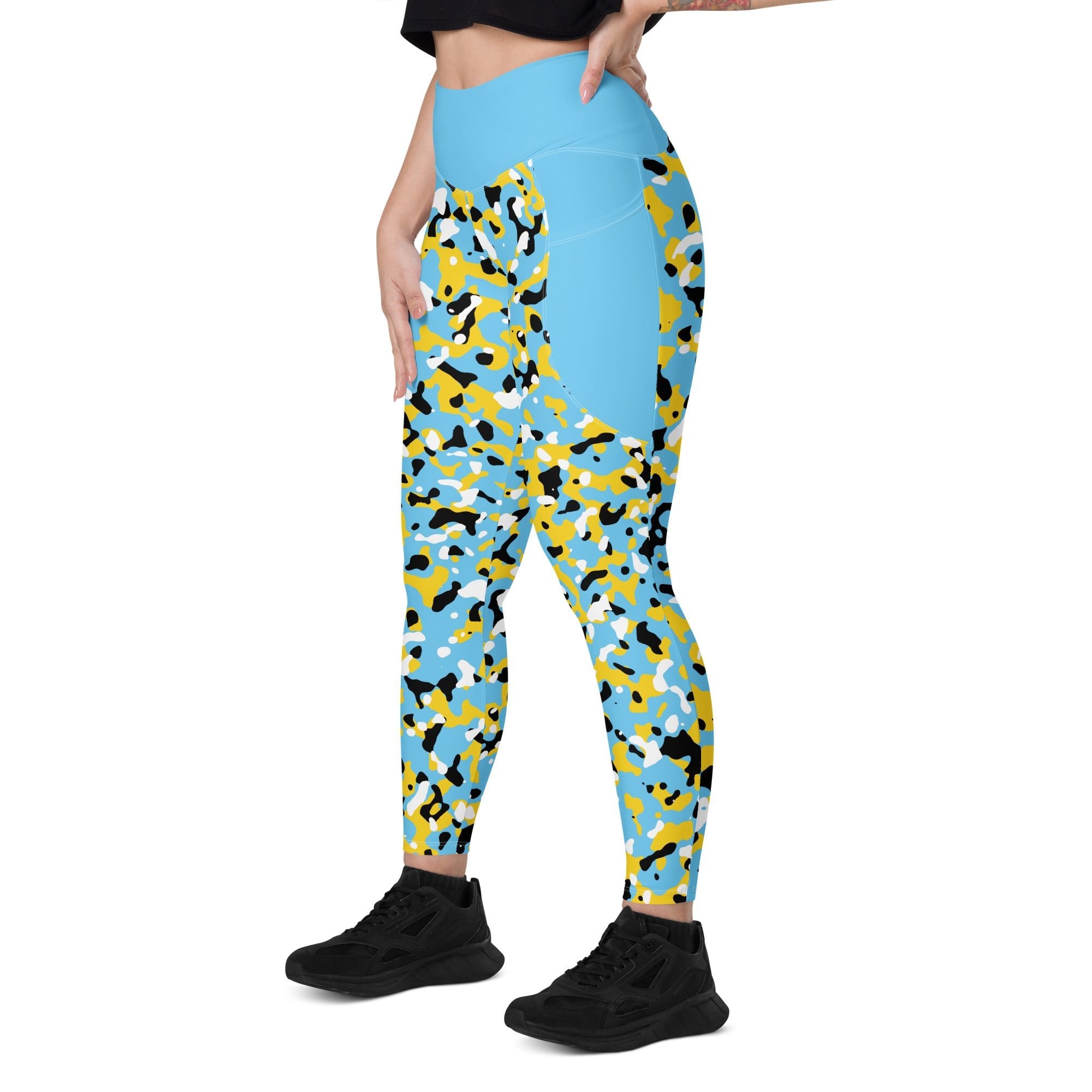 St Lucia Flag Camo Leggings with pockets - Conscious Apparel Store