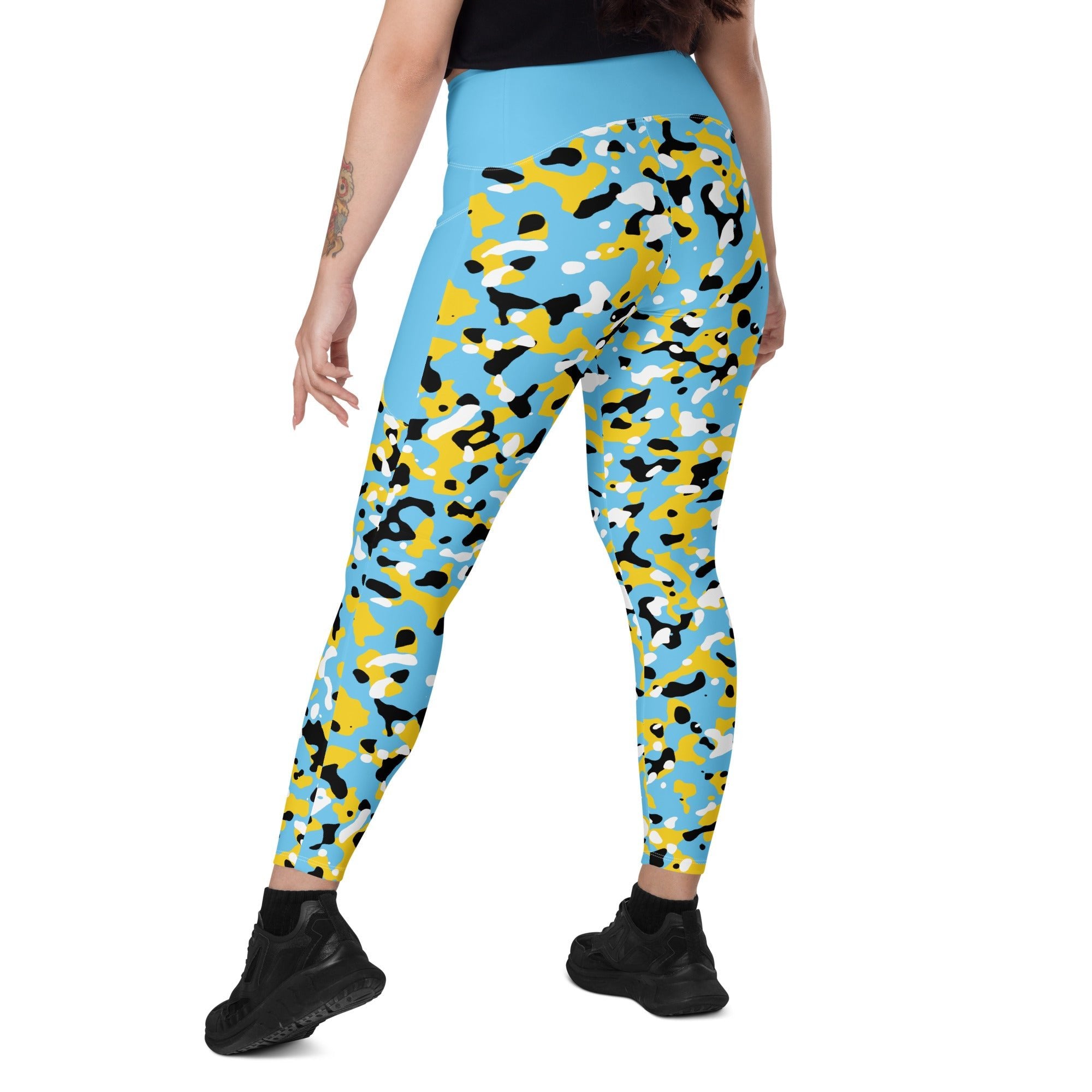 St Lucia Flag Camo Leggings with pockets - Conscious Apparel Store