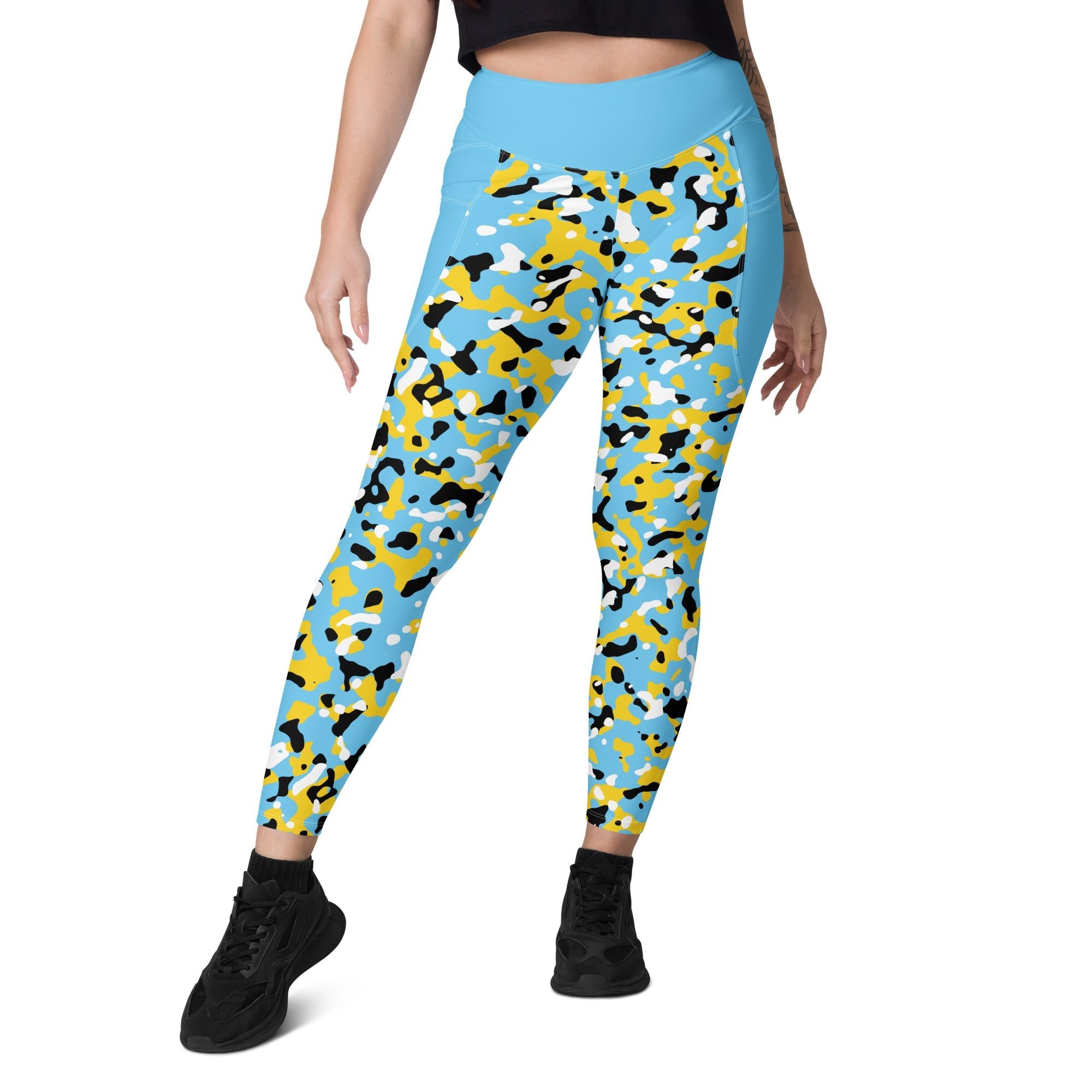 St Lucia Flag Camo Leggings with pockets - Conscious Apparel Store