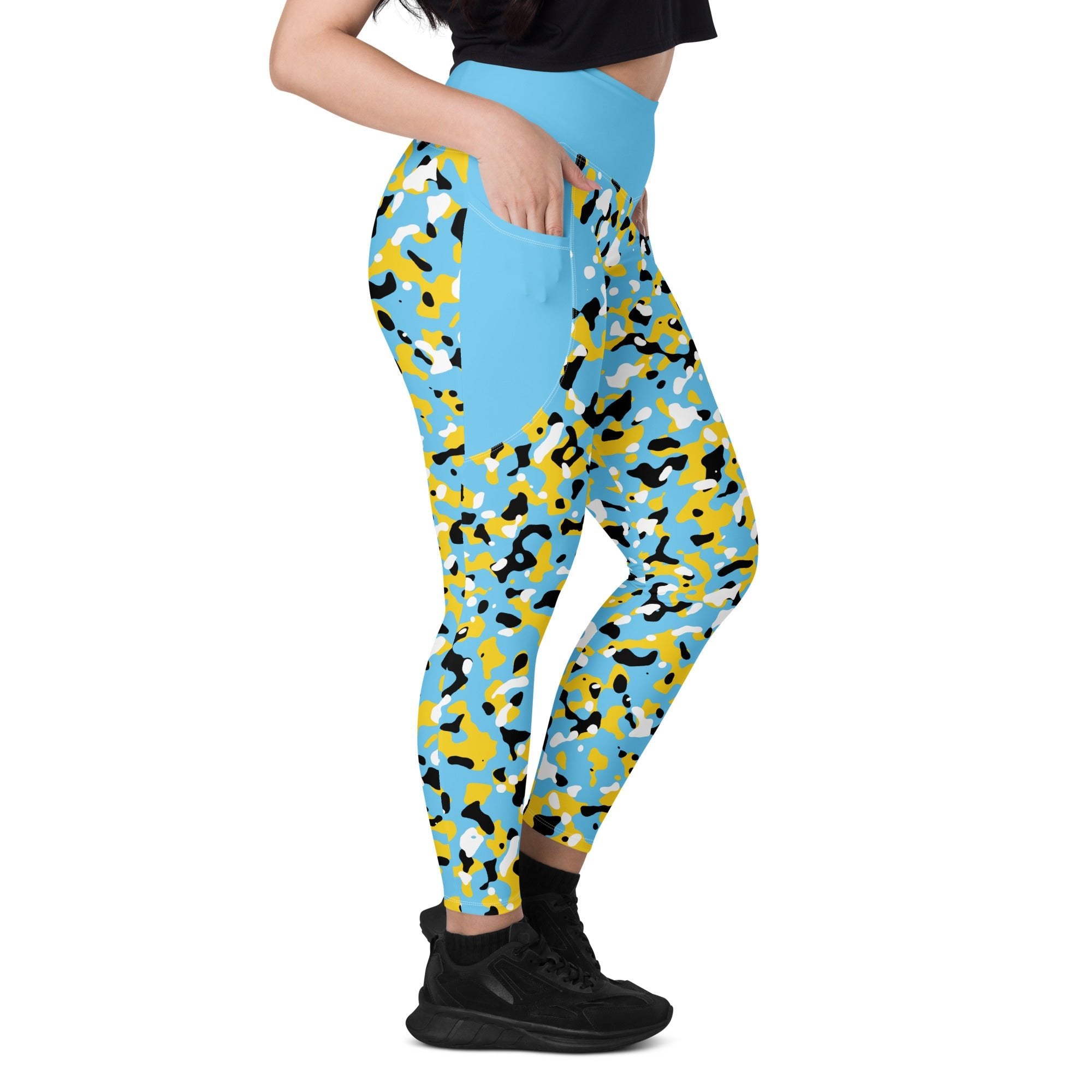 St Lucia Flag Camo Leggings with pockets - Conscious Apparel Store