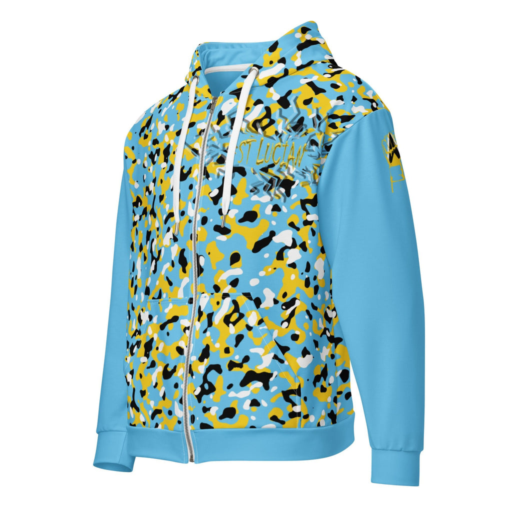 St Lucia Flag Camo Unisex zip hoodie - Conscious Apparel Store