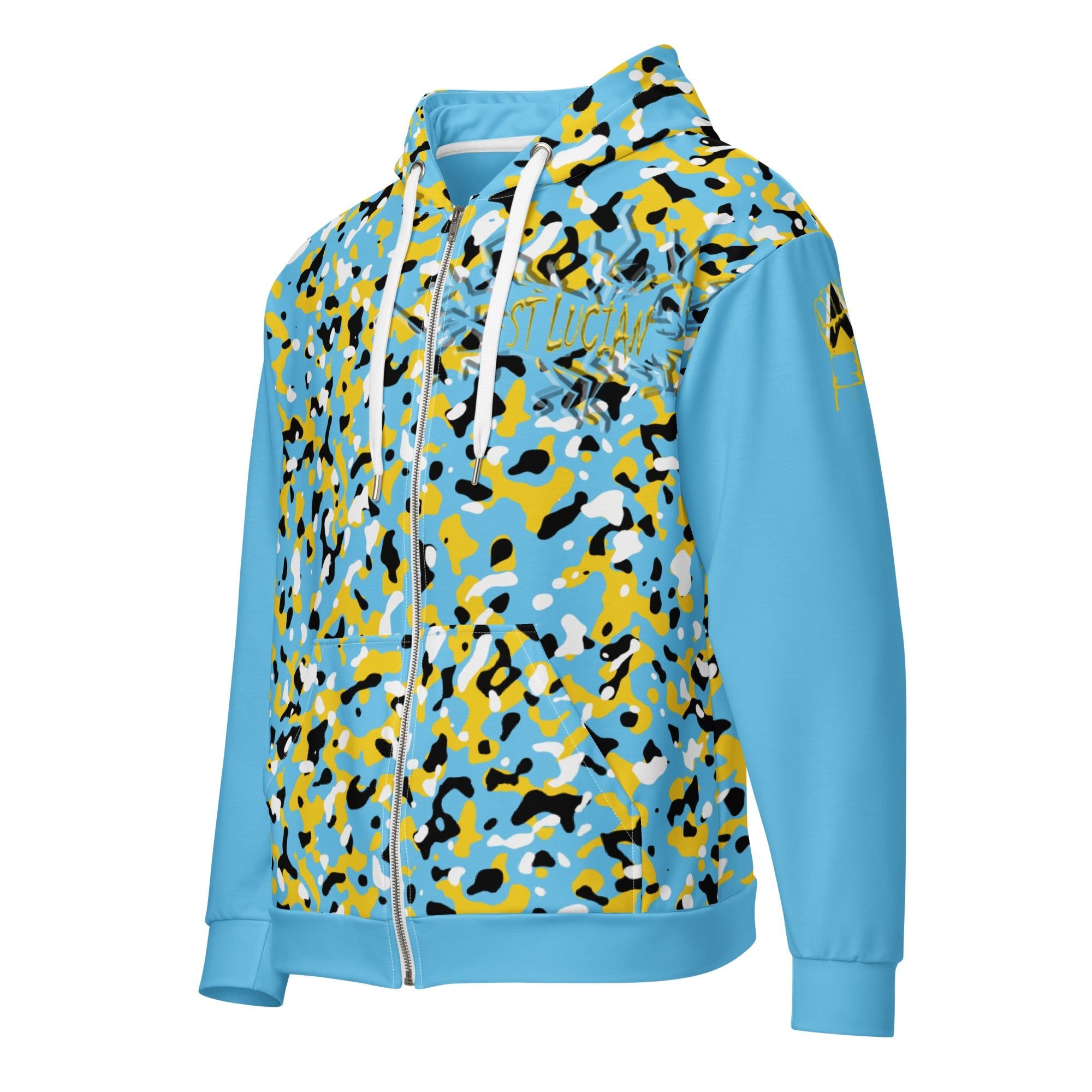 St Lucia Flag Camo Unisex zip hoodie - Conscious Apparel Store