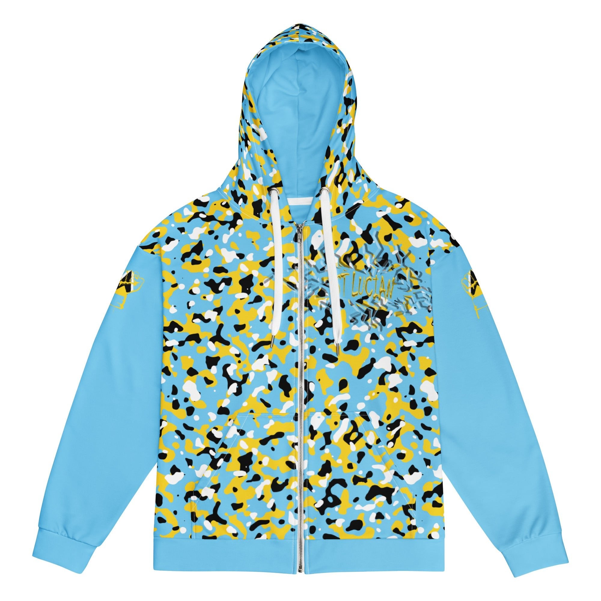 St Lucia Flag Camo Unisex zip hoodie - Conscious Apparel Store