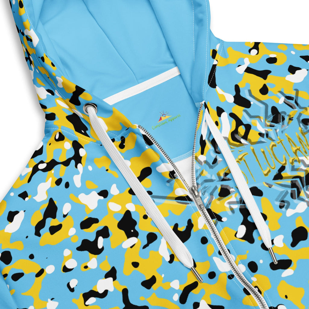 St Lucia Flag Camo Unisex zip hoodie - Conscious Apparel Store