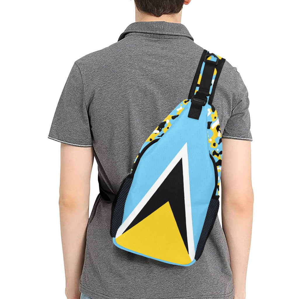 St Lucia Flag Casual Chest Bag - Conscious Apparel Store