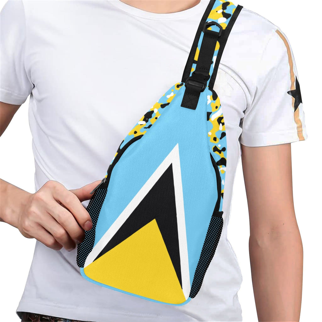 St Lucia Flag Casual Chest Bag - Conscious Apparel Store