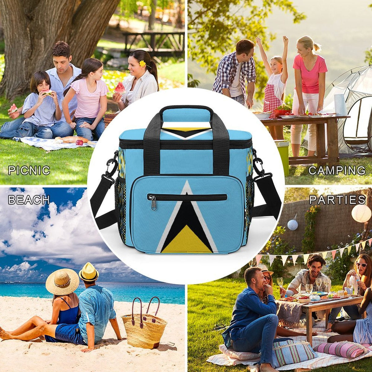 St Lucia Flag Insulated Cooler Bag - Conscious Apparel Store