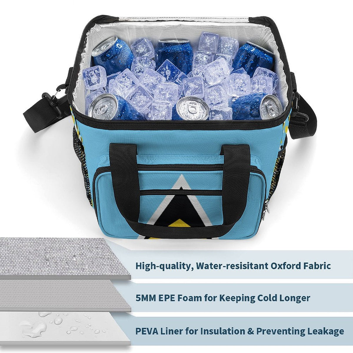 St Lucia Flag Insulated Cooler Bag - Conscious Apparel Store