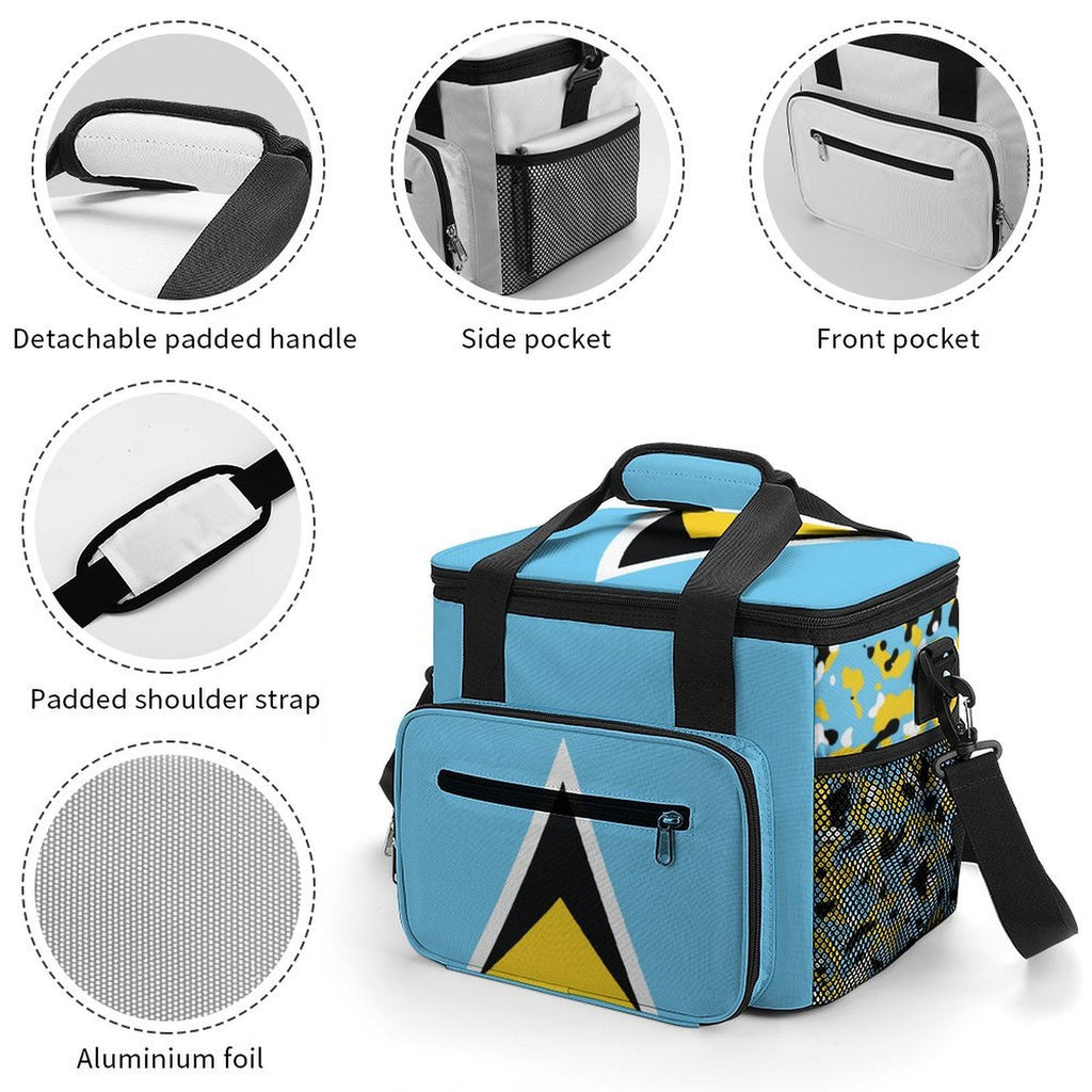 St Lucia Flag Insulated Cooler Bag - Conscious Apparel Store