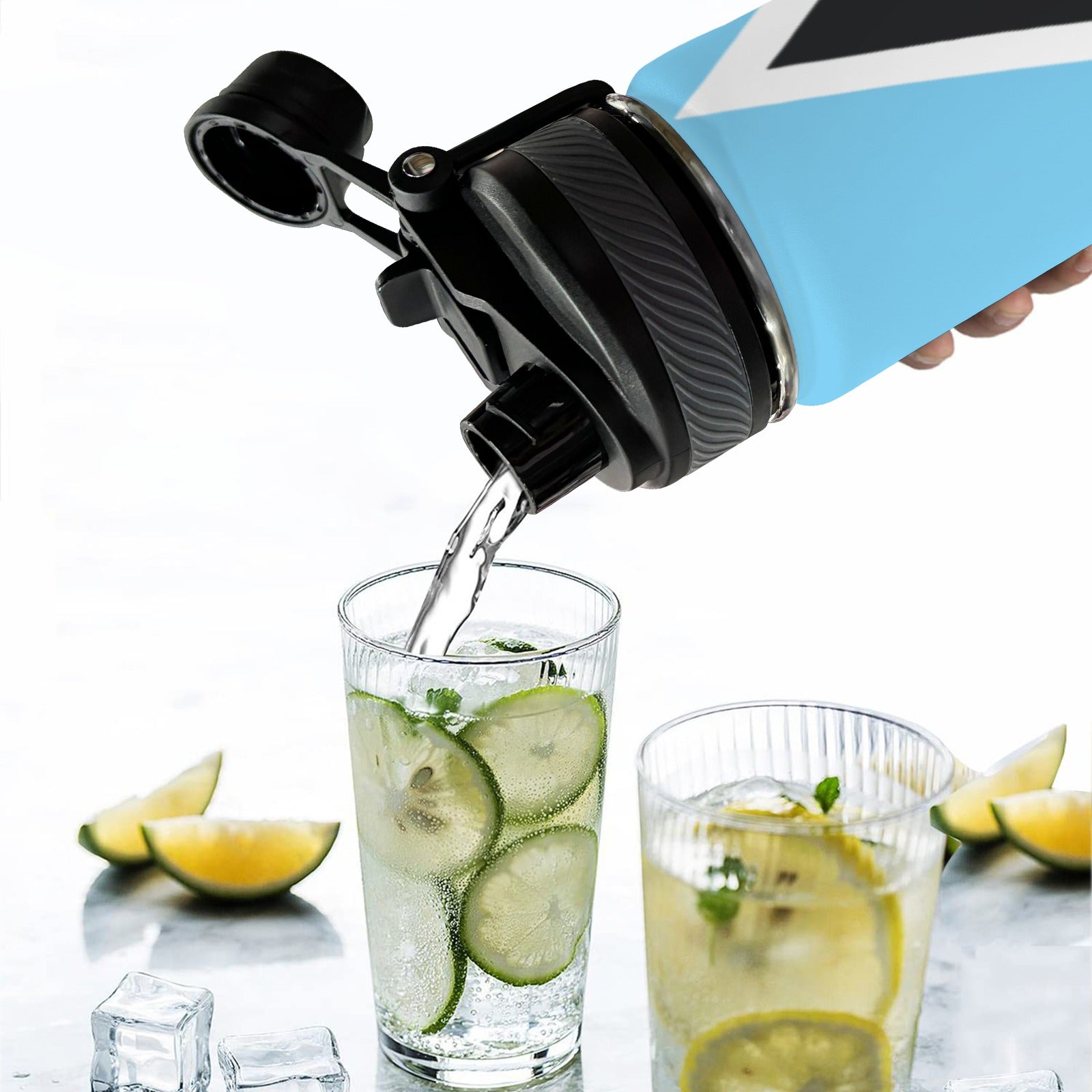 St Lucia Flag Insulated Water Bottle with Dual - Use Lid (18oz) - Conscious Apparel Store