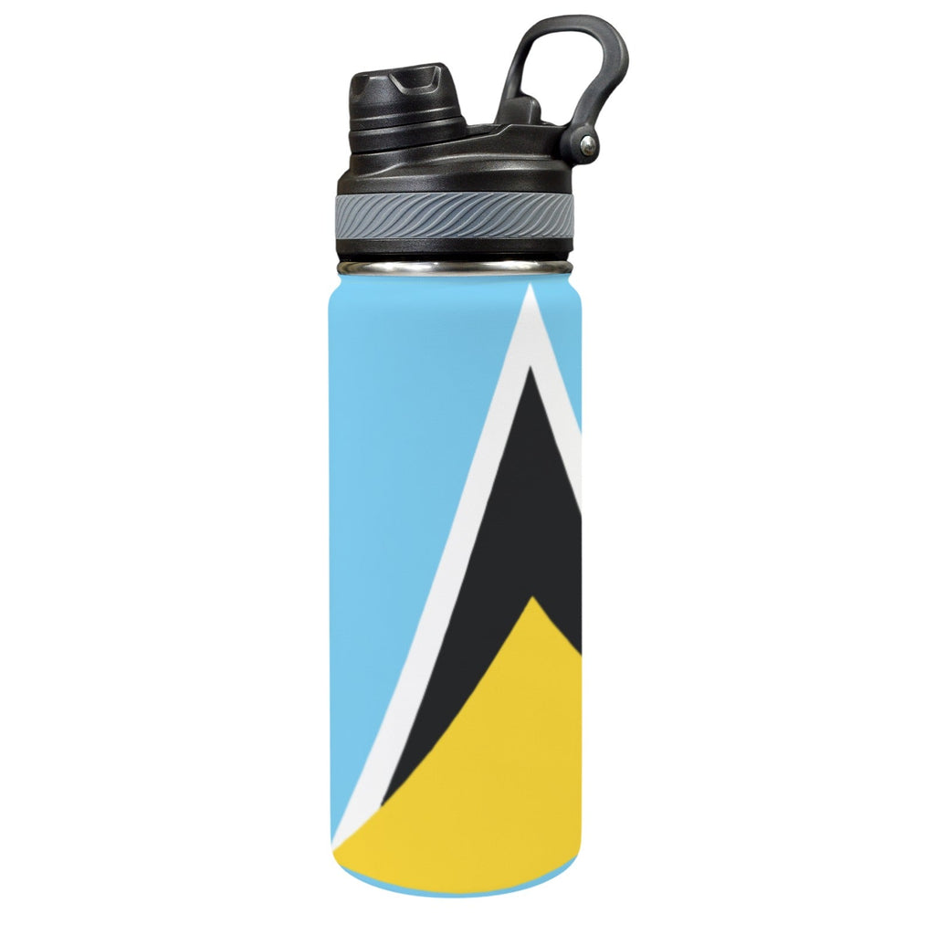 St Lucia Flag Insulated Water Bottle with Dual - Use Lid (18oz) - Conscious Apparel Store