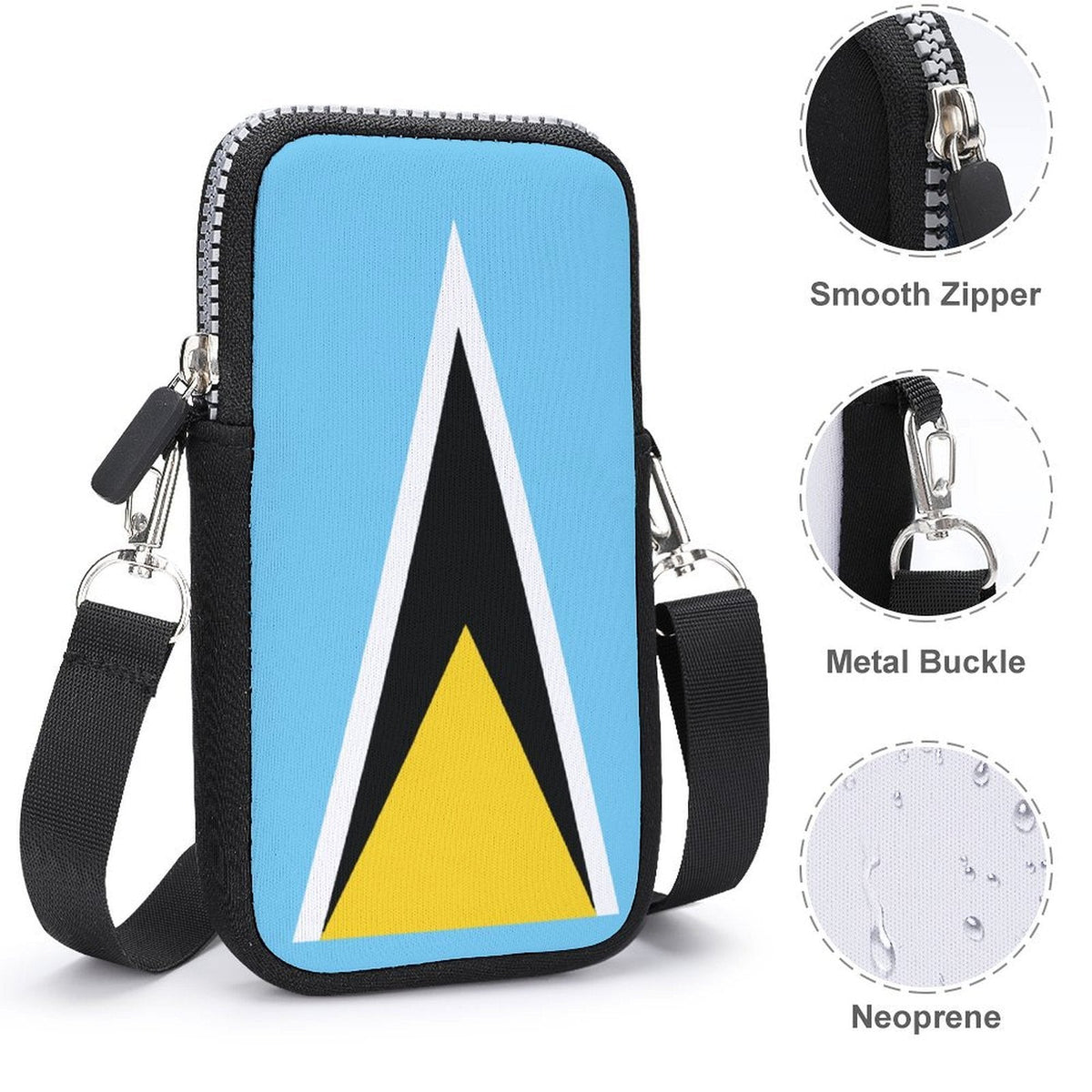St Lucia Flag Mobile Phone Purse - Conscious Apparel Store