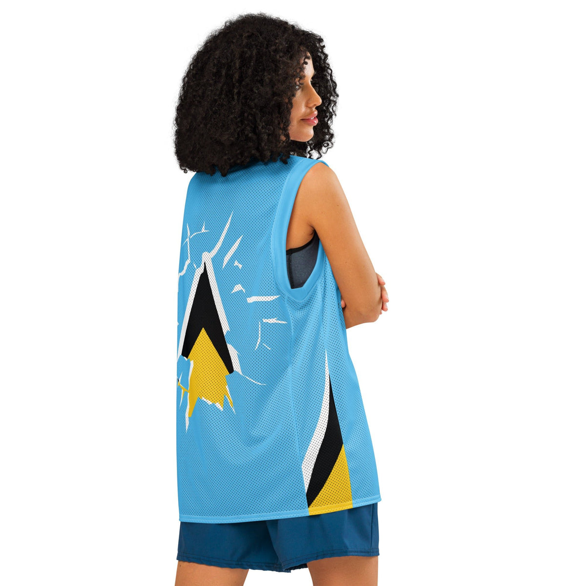 St Lucia Flag Premium Sport Jersey Tank Top - Conscious Apparel Store