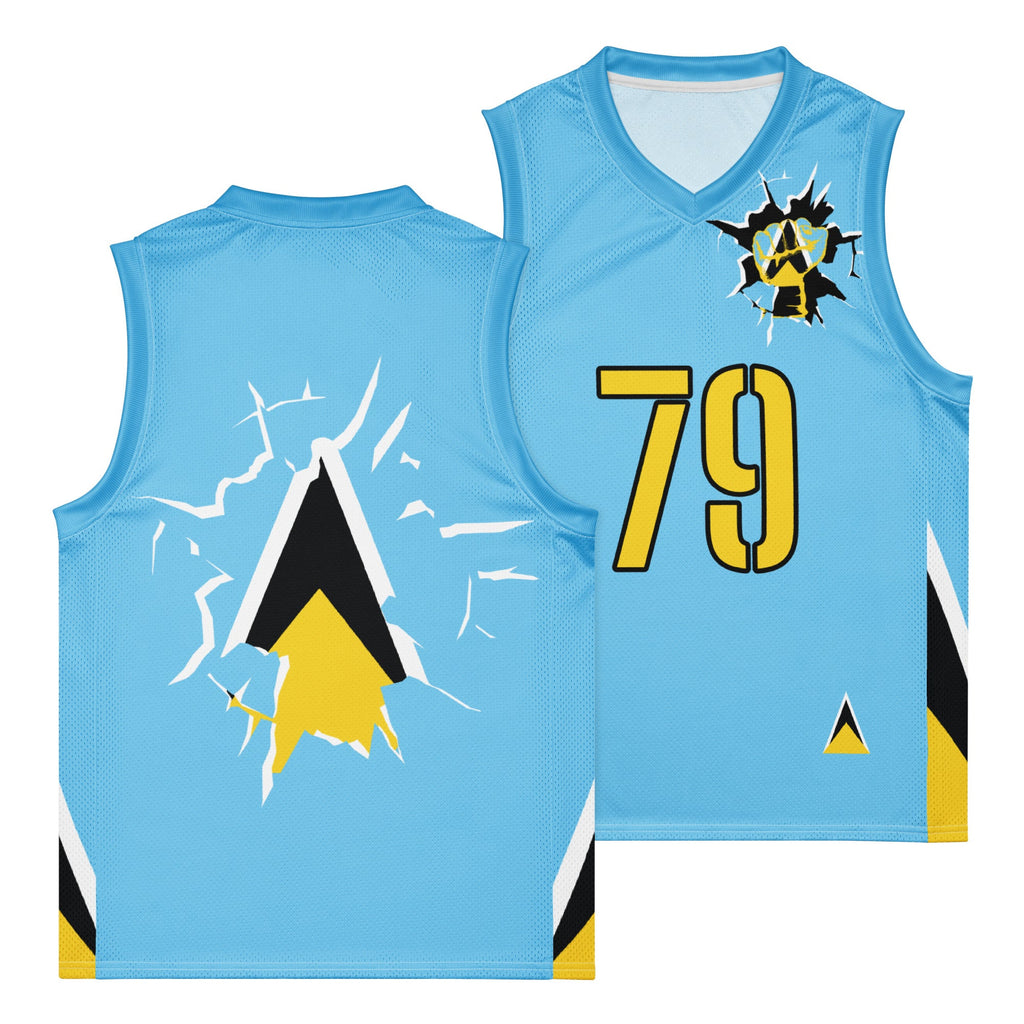 St Lucia Flag Premium Sport Jersey Tank Top - Conscious Apparel Store