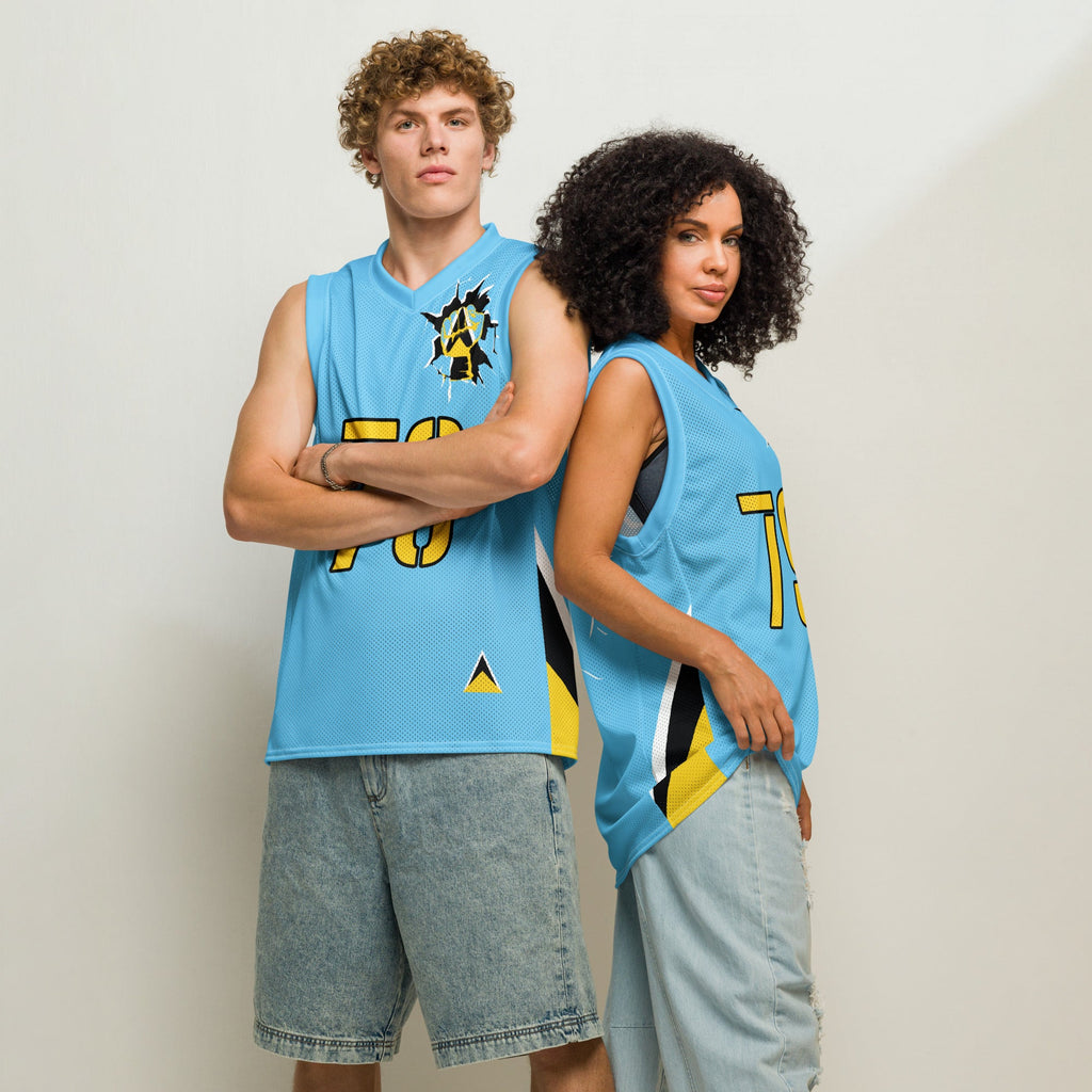 St Lucia Flag Premium Sport Jersey Tank Top - Conscious Apparel Store