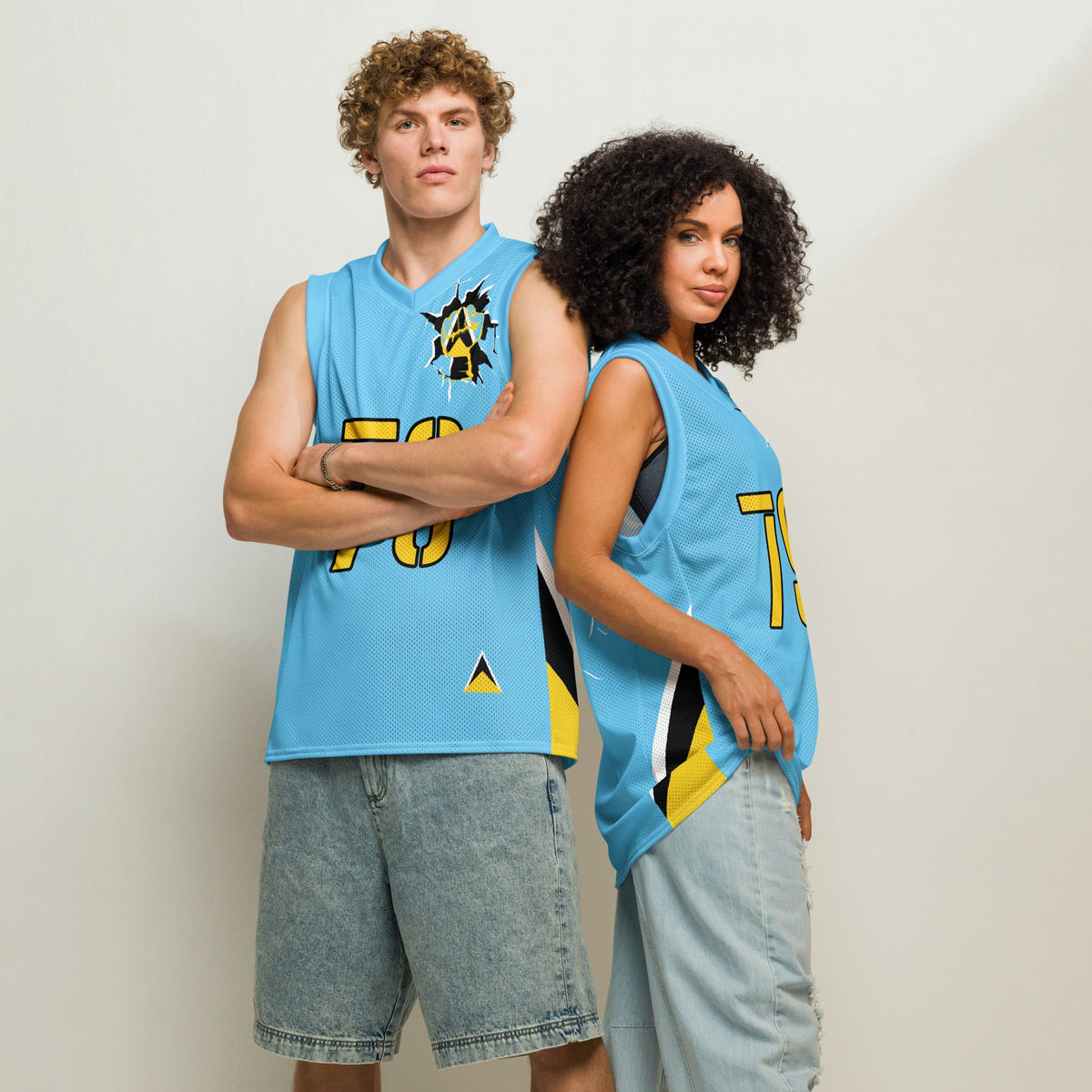 St Lucia Flag Premium Sport Jersey Tank Top - Conscious Apparel Store