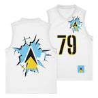 St Lucia Flag (White) Premium Sport Jersey Tank Top - Conscious Apparel Store