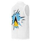 St Lucia Flag (White) Premium Sport Jersey Tank Top - Conscious Apparel Store