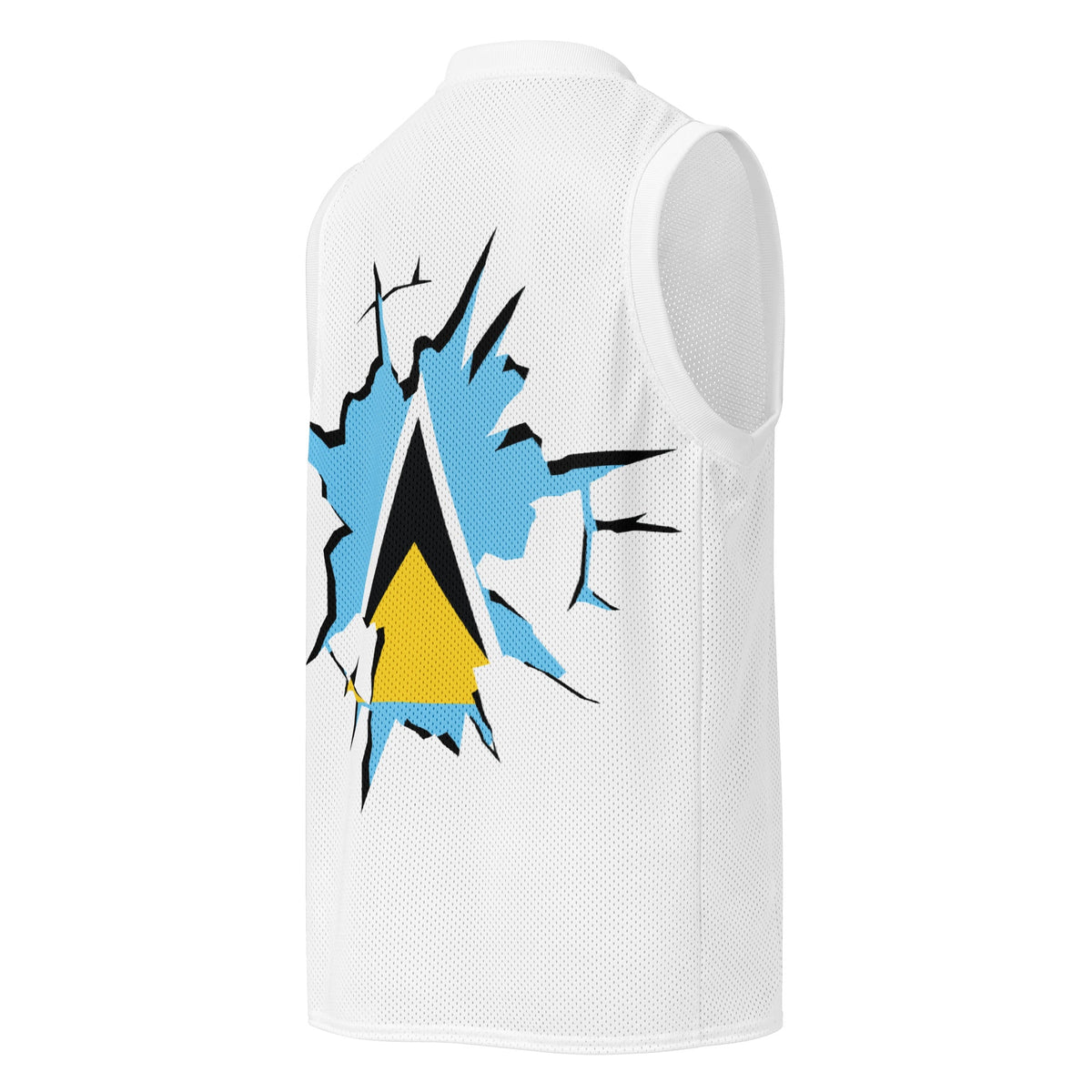 St Lucia Flag (White) Premium Sport Jersey Tank Top - Conscious Apparel Store