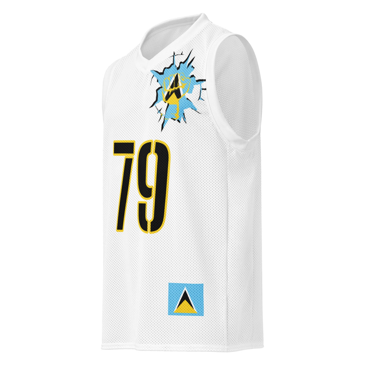 St Lucia Flag (White) Premium Sport Jersey Tank Top - Conscious Apparel Store