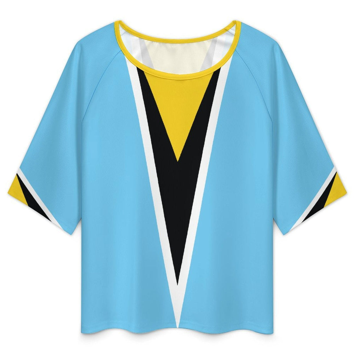 St Lucia Flag Women’s Loose Half-Sleeve Boat Neck T-Shirt - Conscious Apparel Store