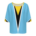 St Lucia Flag Women’s Loose Half-Sleeve Boat Neck T-Shirt - Conscious Apparel Store