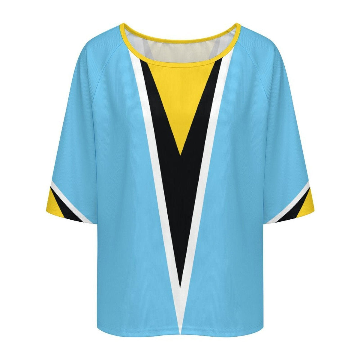 St Lucia Flag Women’s Loose Half-Sleeve Boat Neck T-Shirt - Conscious Apparel Store