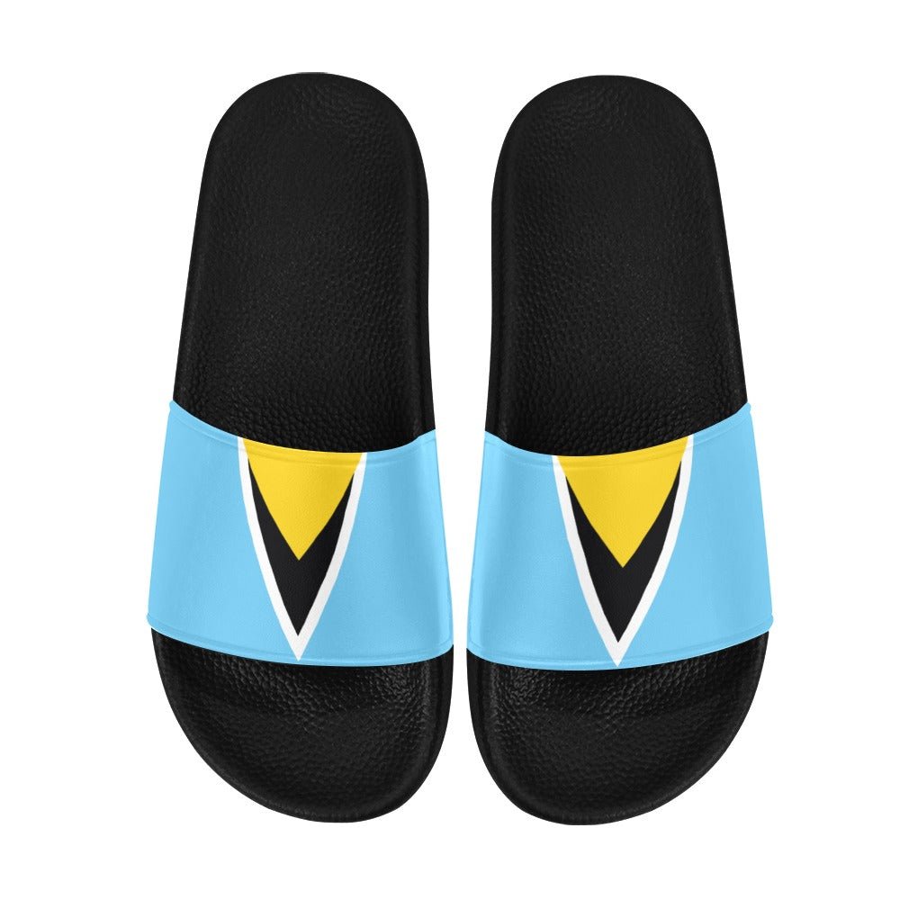 St Lucia Flag Women's Slide Sandals - Conscious Apparel Store
