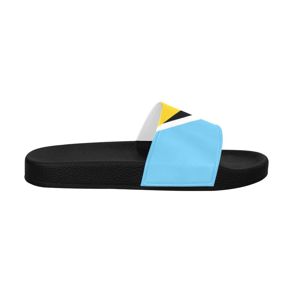 St Lucia Flag Women's Slide Sandals - Conscious Apparel Store