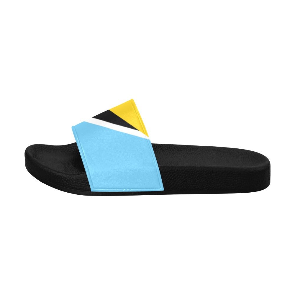 St Lucia Flag Women's Slide Sandals - Conscious Apparel Store
