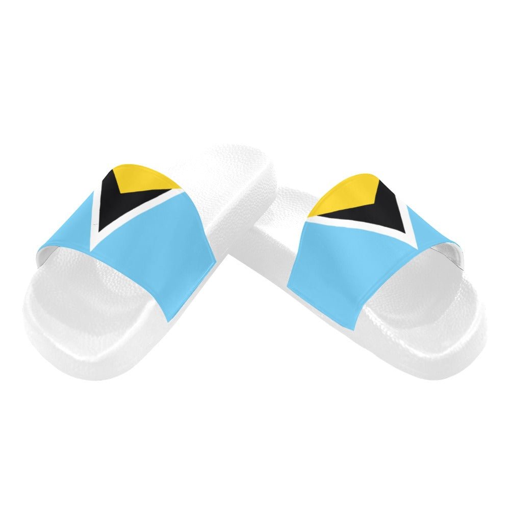 St Lucia Flag Women's Slide Sandals - Conscious Apparel Store