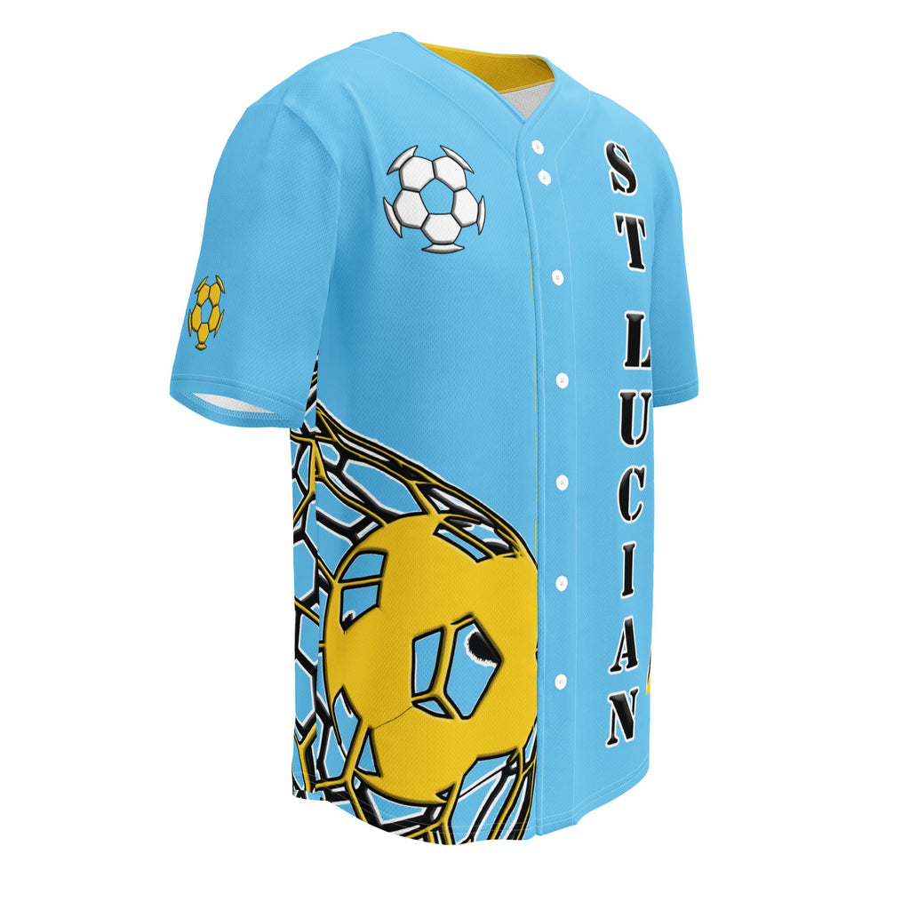 St Lucia Football Themed Button-Down Sport Jersey - Conscious Apparel Store