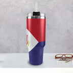 St Maarten Flag 40oz Tumbler with Black Handle - Conscious Apparel Store