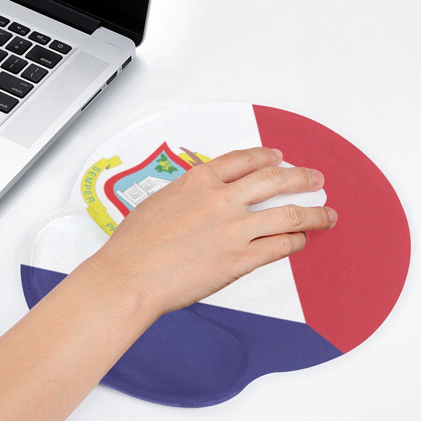 St Maarten Flag Mouse Pad with Wrist Rest Support - Conscious Apparel Store