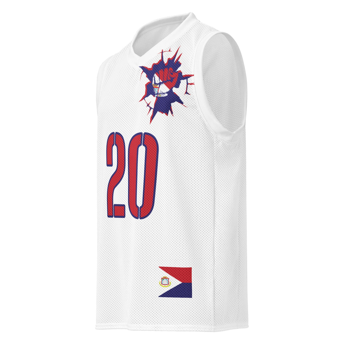 St Maarten Flag (White) Premium Sport Jersey Tank Top - Conscious Apparel Store