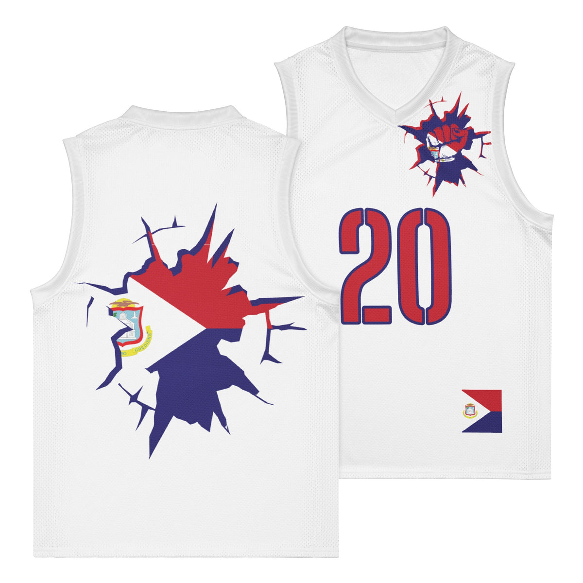 St Maarten Flag (White) Premium Sport Jersey Tank Top - Conscious Apparel Store