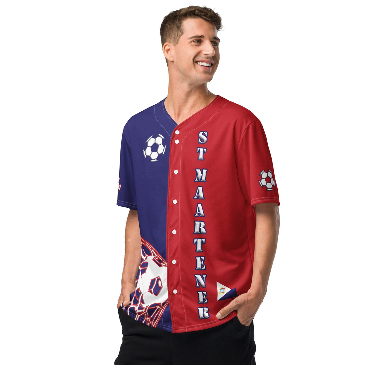 St Maarten Football Themed Button-Down Sport Jersey - Conscious Apparel Store