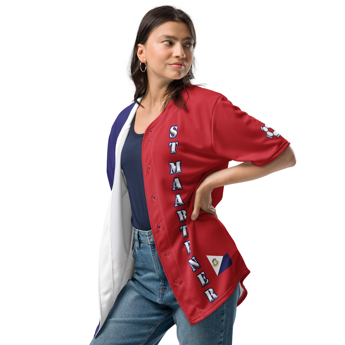 St Maarten Football Themed Button-Down Sport Jersey - Conscious Apparel Store