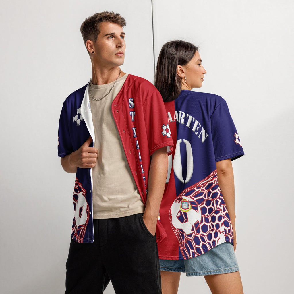 St Maarten Football Themed Button-Down Sport Jersey - Conscious Apparel Store