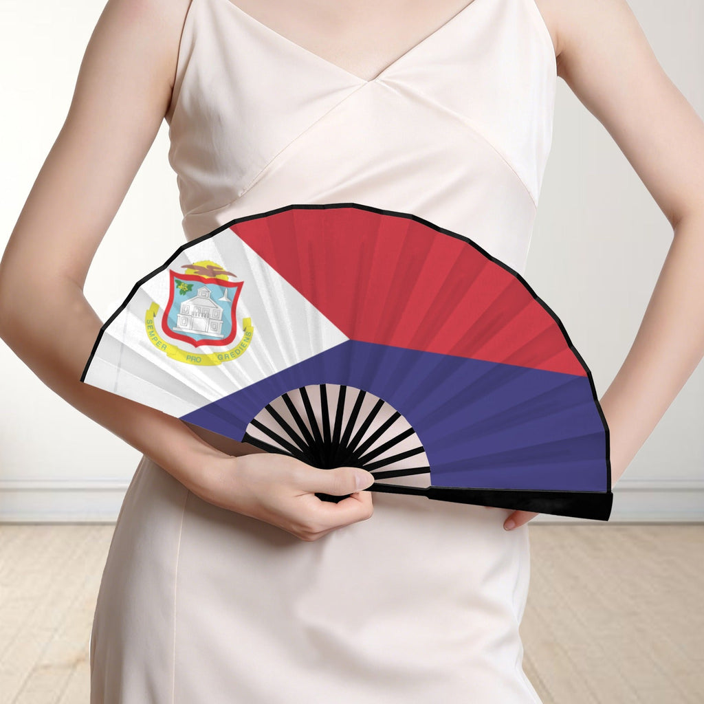 St Maarten Girl Double-Sided Custom Folding Fan - Conscious Apparel Store