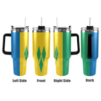 St Vincent Flag 40oz Tumbler with Black Handle - Conscious Apparel Store