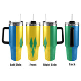 St Vincent Flag 40oz Tumbler with Black Handle - Conscious Apparel Store